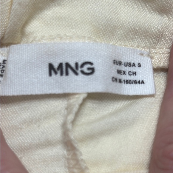 MNG Cream Wide Leg Crop Pants SZ S Viscose flat front pull on summer casual GUC - Picture 3 of 6